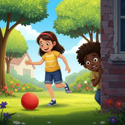 Joyful Child Playing and Scared Child Hiding