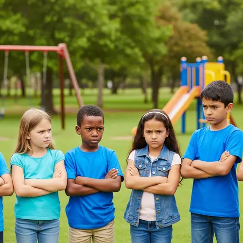 Diverse Children in Disagreement at Green Park Playground