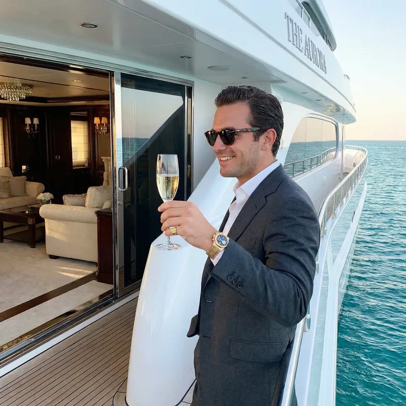 Luxury Yachting: Businessman on Superyacht
