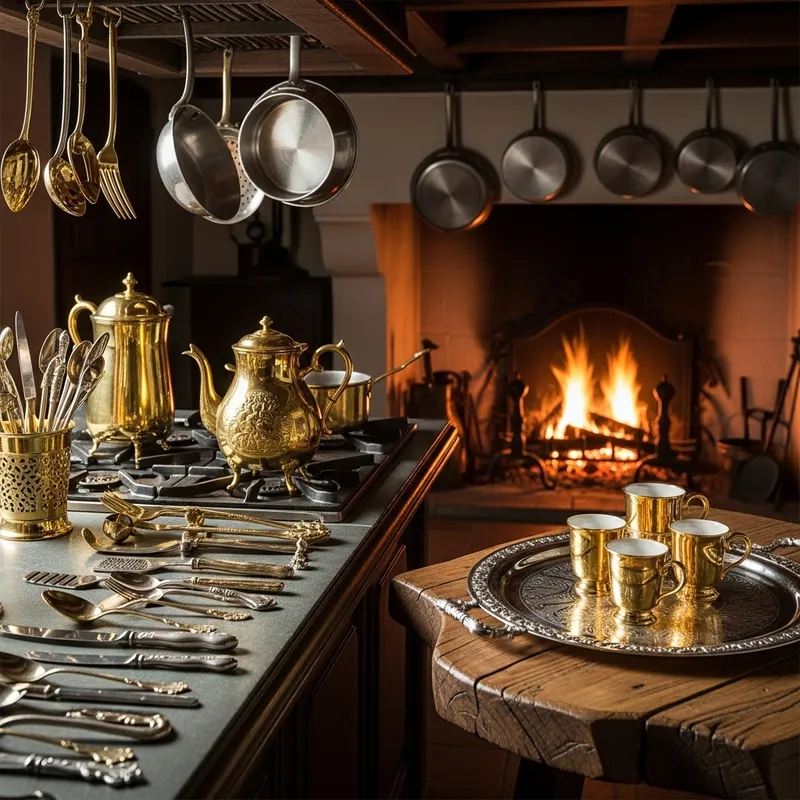 18th Century Gold & Silver Kitchen Utensils