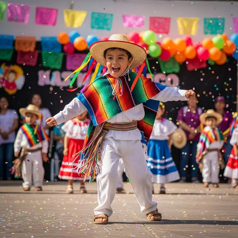 7-Year-Old Mexican Boy Dancing at Mother's Day Festival in Mexico City 7-Year-Old Mexican Boy Dancing at Mother's Day Festival in Mexico City