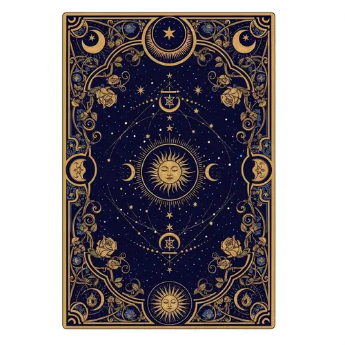 Ornate Tarot Card Frame Design with Celestial Motifs