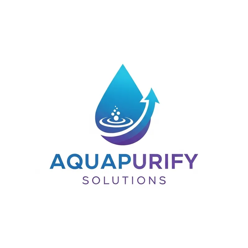Purple Blue AquaPurify Logo Design - Water Purification Solutions