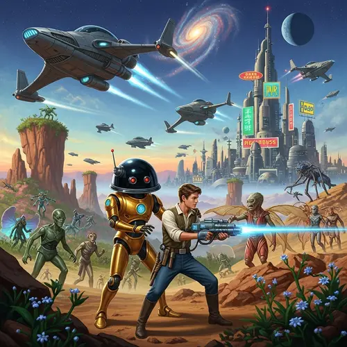 Futuristic Space Chase in Extraterrestrial Landscape