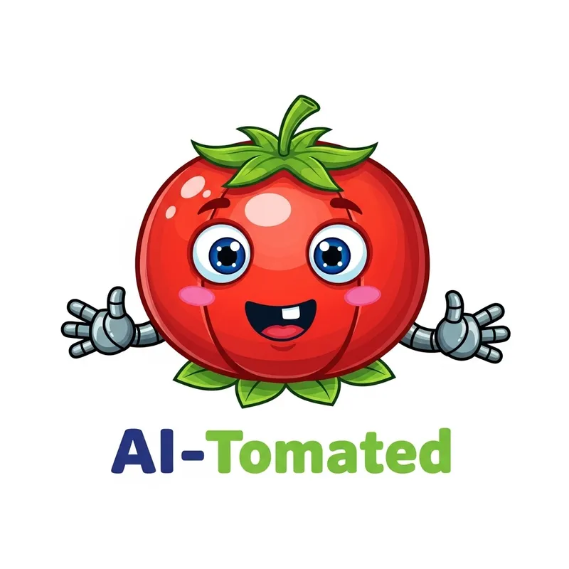 AI-Tomated Logo: Cheerful Tomato Robot Design for Your Company