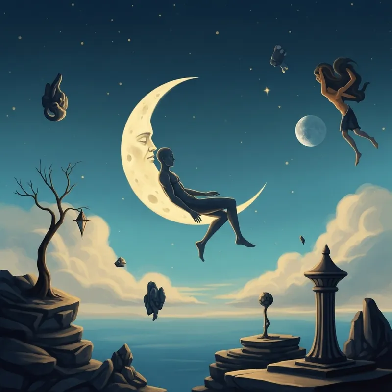 Surreal Moon Art: Salvador Dali Inspired Fantasy Surreal Moon Art: Salvador Dali Inspired Fantasy