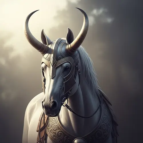 Majestic Horse in Loki's Horned Helmet