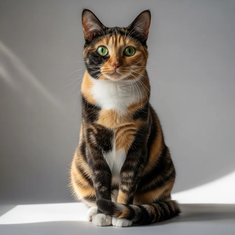 Stunning Tortoiseshell Cat with Bright Green Eyes