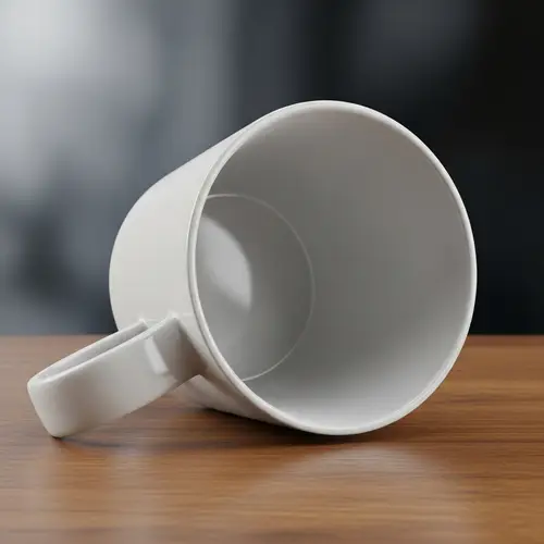 White Porcelain Mug Mockup on Wooden Table
