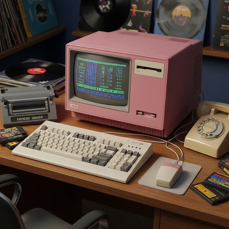 Retro Pink Pixel 80s Computer Aesthetics
