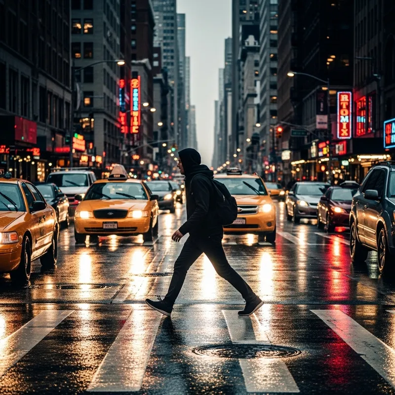 Pedestrian Crossing on Busy Road | City Traffic Scene