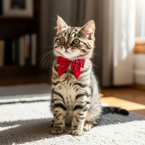 Adorable Cat with Bow - Cute Feline Image