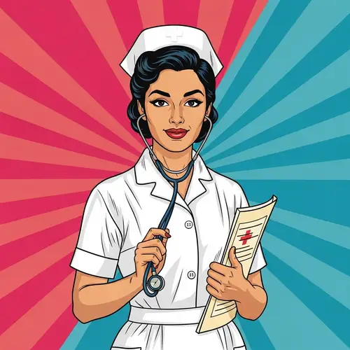 Pop Art Style Nurse of South Asian Descent