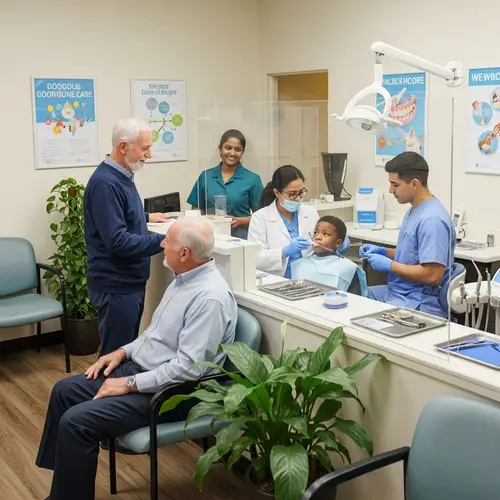 Professional Dental Clinic with Diverse Staff and Warm Atmosphere