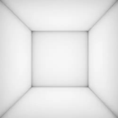 White Box Interior with 3D Corner Illustrations