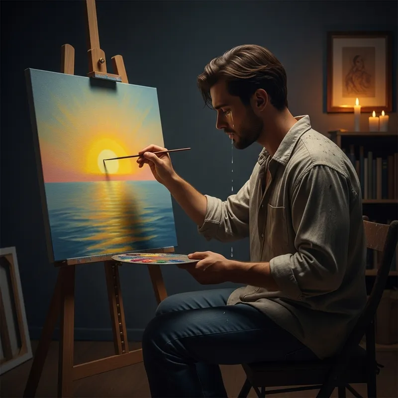 Painting a Paradox of Sadness and Joy: Emotional Scene