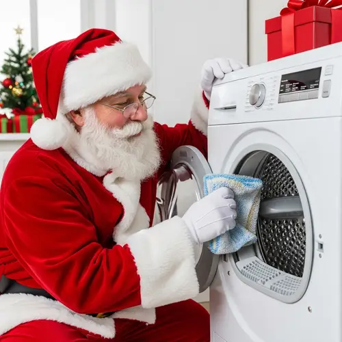 Santa Claus Cleaning Dryer Filter | Festive Christmas Surprise