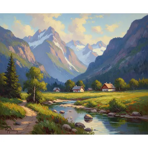 Impressionist Mountain Landscape Art