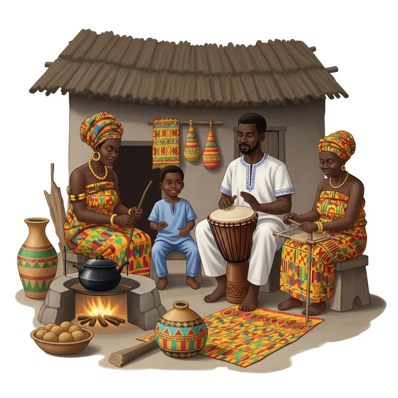 Traditional Ghanaian Family Scene: A Rich Cultural Heritage Captured