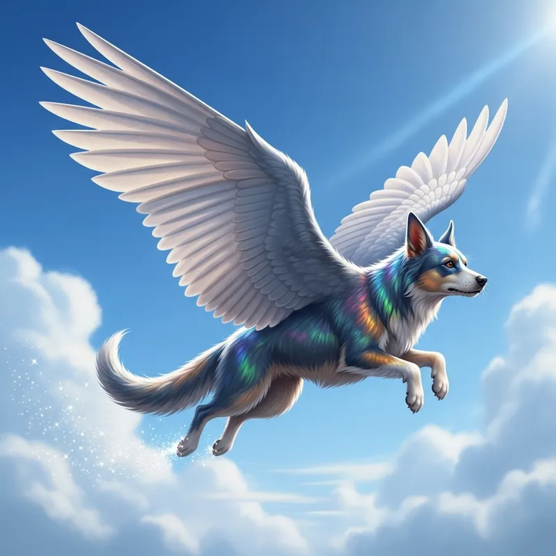Enchanting Dog Flying with Intricate Details Enchanting Dog Flying with Intricate Details