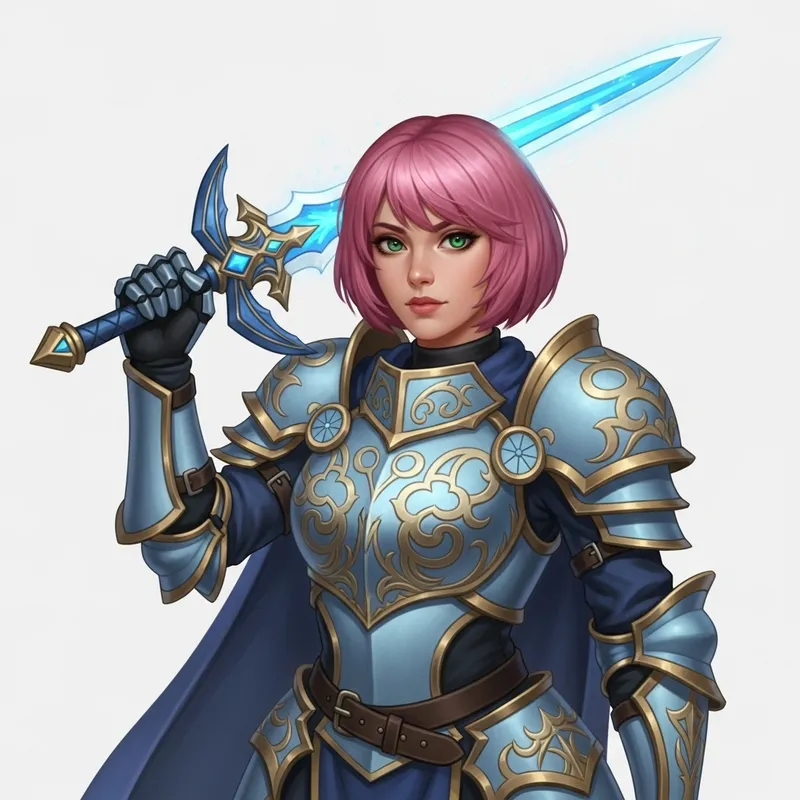 Fantasy Knight Fediel - Courageous Swordmaster with Blue Sword