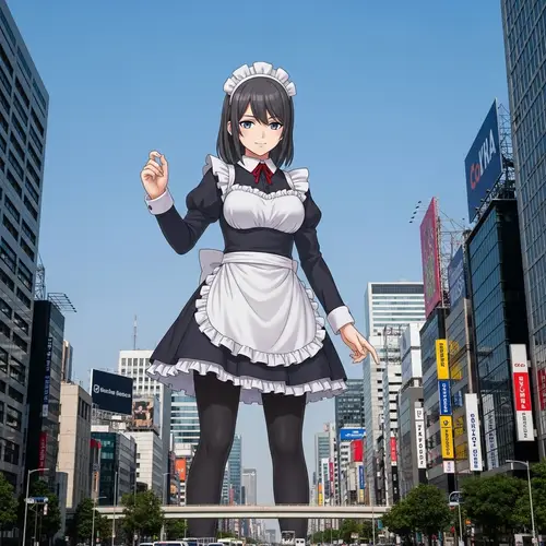Giantess Anime Maid: Comic Book Style Artwork