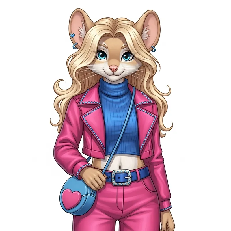 Blonde Anthropomorphic Mouse with Chic Ensemble