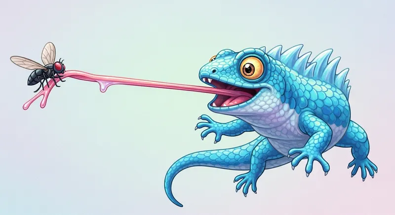 A Dreamy Scene: Ice Lizard Capturing Prey with Blue Scales