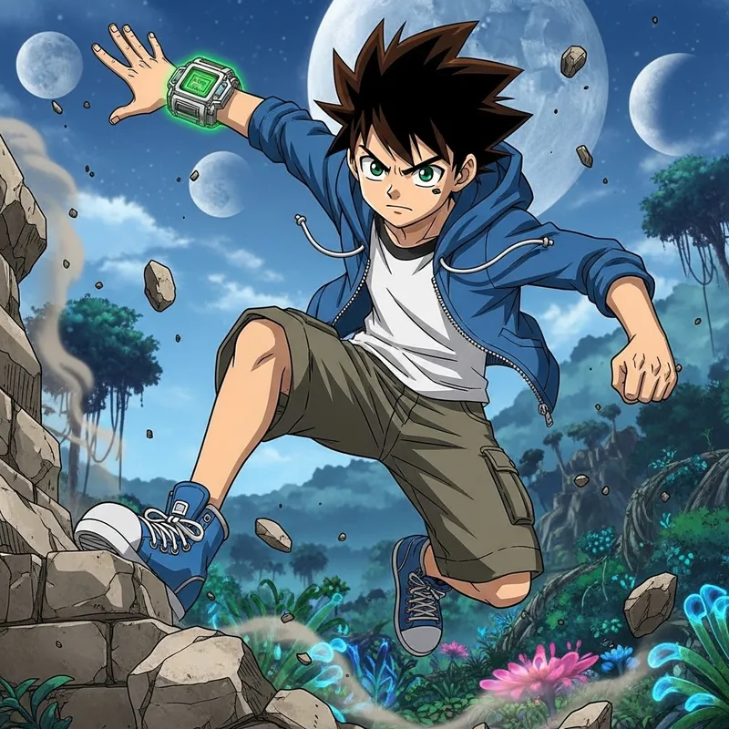 Adventurous Anime Boy with Special Gadget | Teenage Ben 10