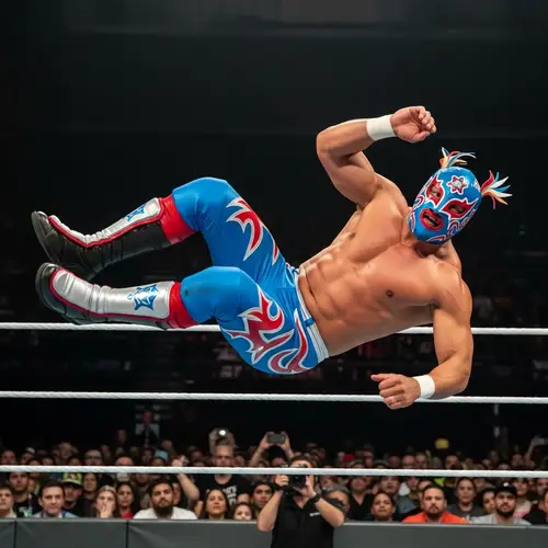 High-Flying Luchador Wrestler | Thrilling Mid-Air Move