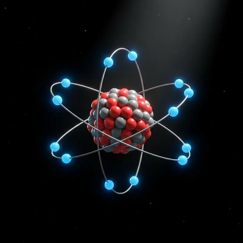 Highly Magnified Atom Structure: Protons, Neutrons & Electrons