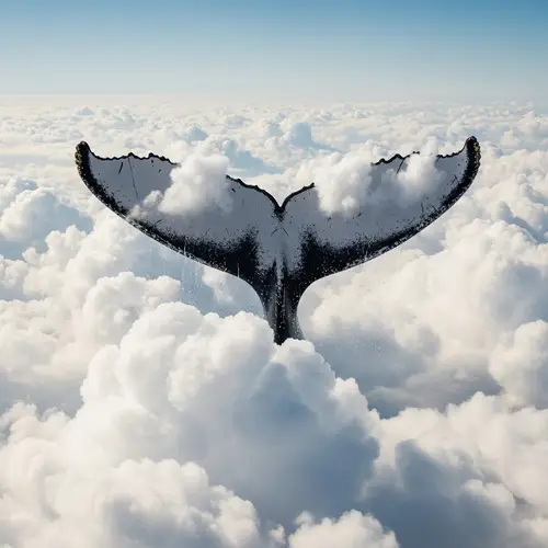Whale's Tail Emerging Through Fluffy Clouds | Surreal Fantasy Art