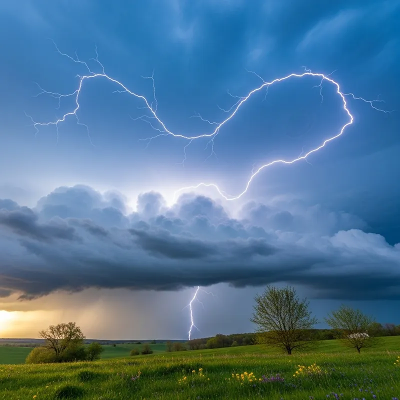 Spring Thunderstorm Dancing in May Sky