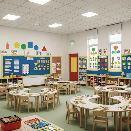 Colorful Second Preschool Classroom with Educational Shapes