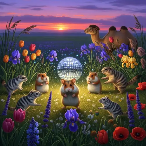 Epic Animal Dance Party in Central Asian Grassland