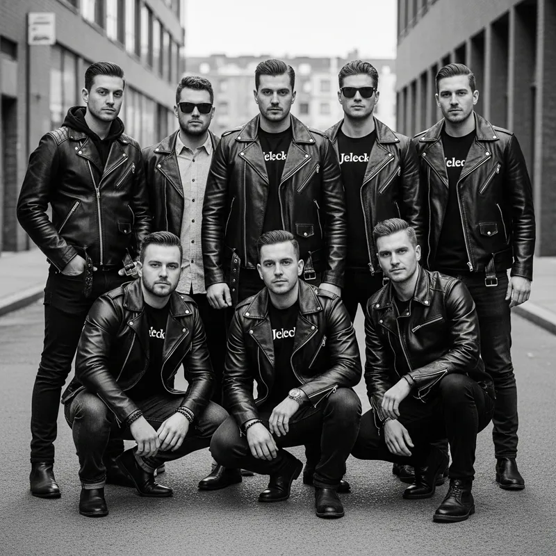 Jeleck Men in High-Contrast Leather Jackets | Streetstyle Fashion Jeleck Men in High-Contrast Leather Jackets | Streetstyle Fashion