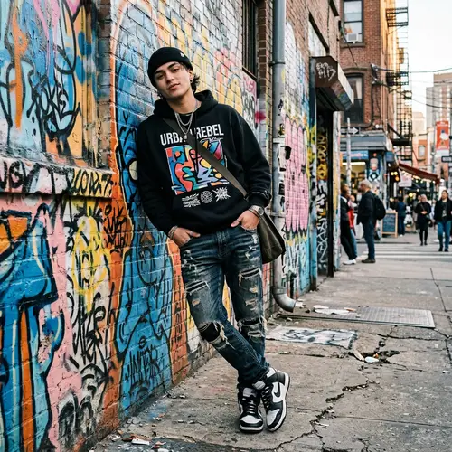 Urban Street Fashion: Oversized Hoodies & Graffiti Style