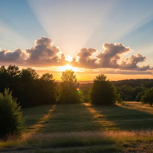 Impressionistic Sunset Landscape Painting with Pastel Colors