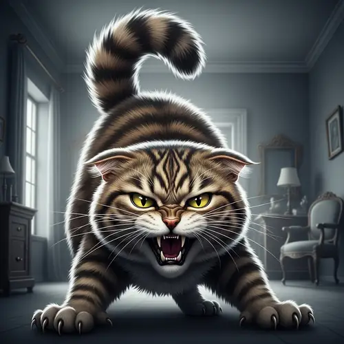 Angry Cat Detailed Image - Tense Drama & Imminent Action