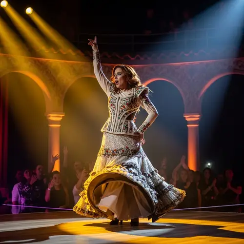 Latin Singer Performing on Stage | Flamenco Influence