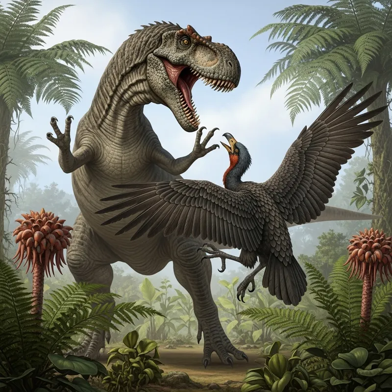 Dinosaur vs Bird: Epic Prehistoric Battle Scene
