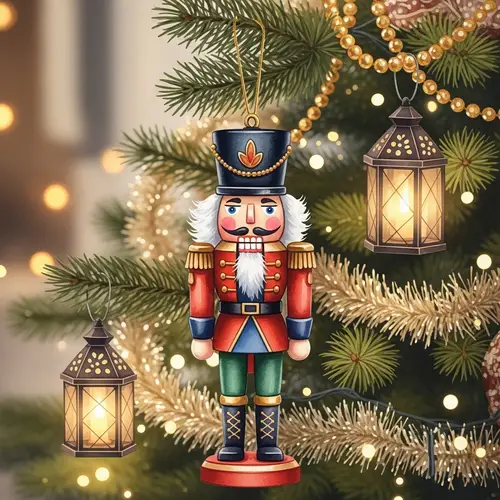Nutcracker Ornament Watercolor Painting | Festive Christmas Tree