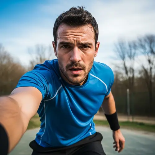 Athletic Self-Portrait in Action | Sport Enthusiast Outdoors