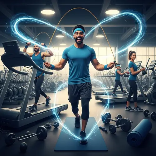 Dynamic Middle-Eastern Man Engaged in Multi-Fitness Activities