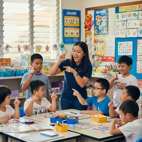 Filipina Special Education Teacher Engaging Students with Disabilities