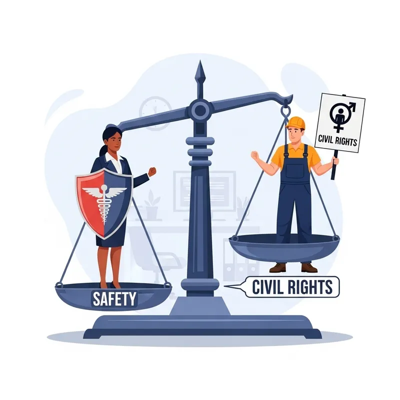 Balancing Employee Safety and Civil Rights - A Symbolic Representation