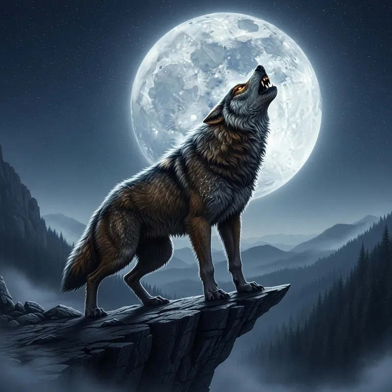 Majestic Werewolf Howling Under the Moonlight Majestic Werewolf Howling Under the Moonlight