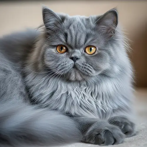 Luxurious Blue Persian Cat | Striking Copper Eyes