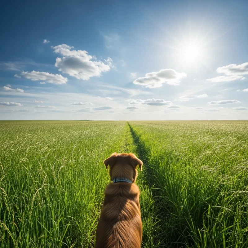 Dog in the Field - Serene Nature Photography