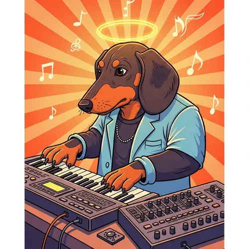 Cartoon Dachshund Musician Playing Keyboard | Colorful Animation